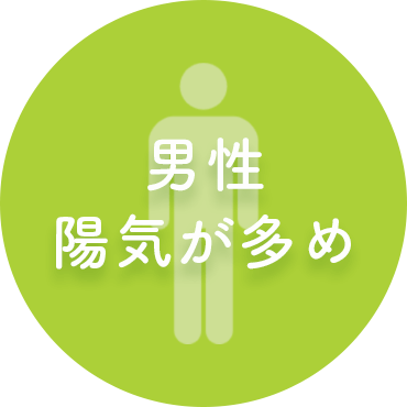 男性陽気が多め